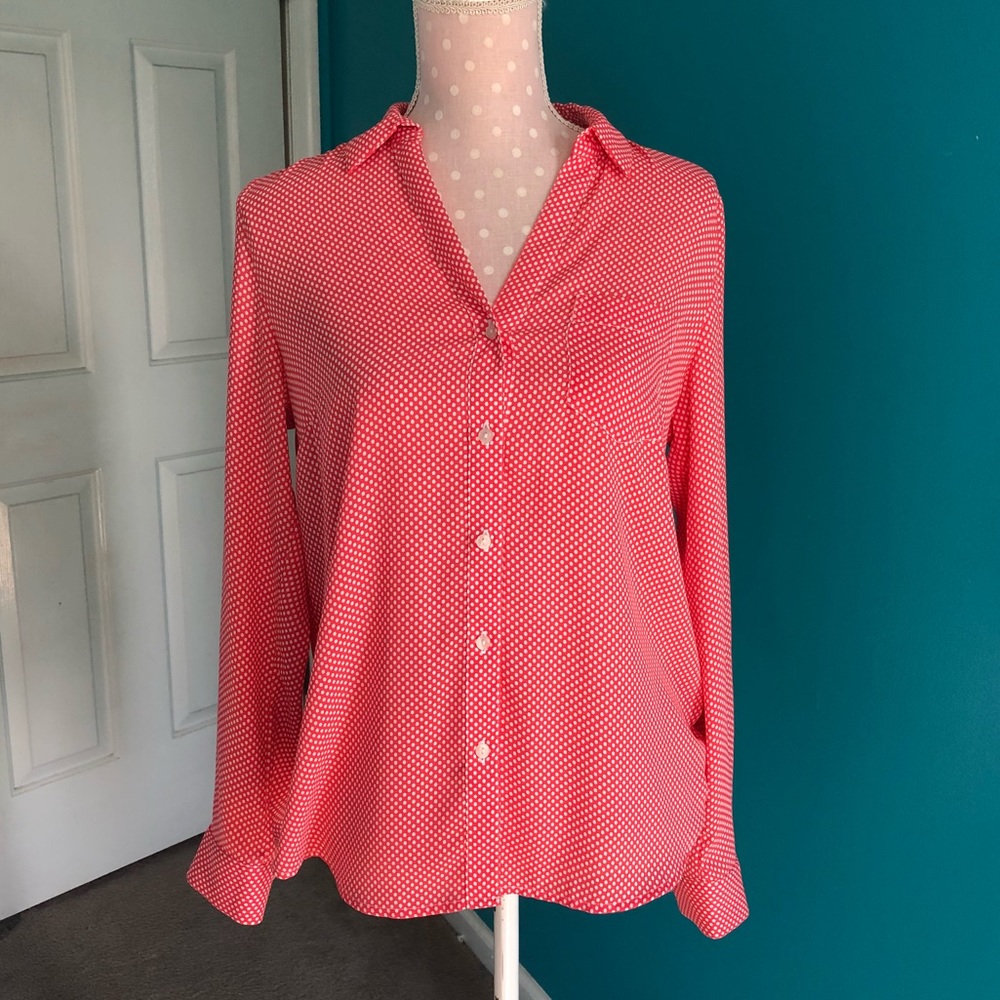 Outback Red polka dot button down long sleeve